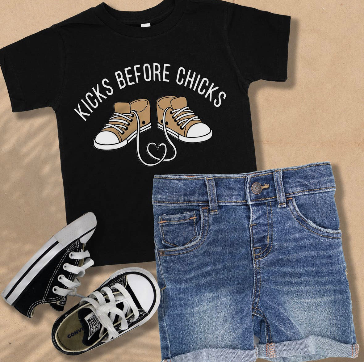 Kicks Before Chicks Boy's T-Shirt in Black