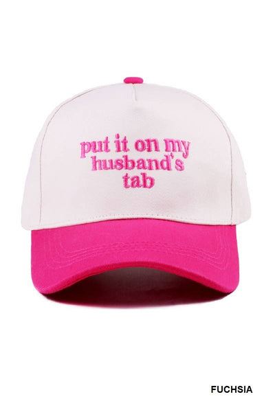 Put It On My Husband's Tab Two Tone Canvas Cotton:OS