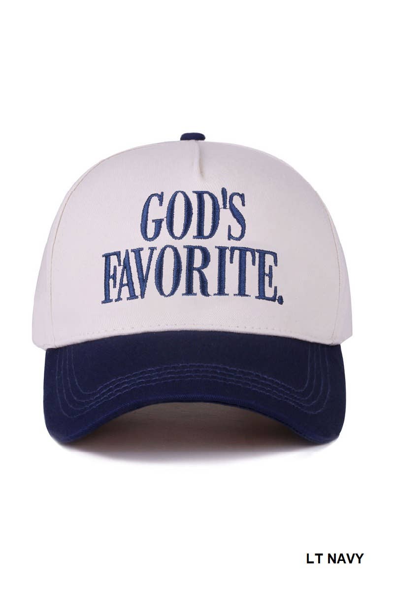 God's Favorite Two Tone Canvas Cotton Cap LT NAVY- OS
