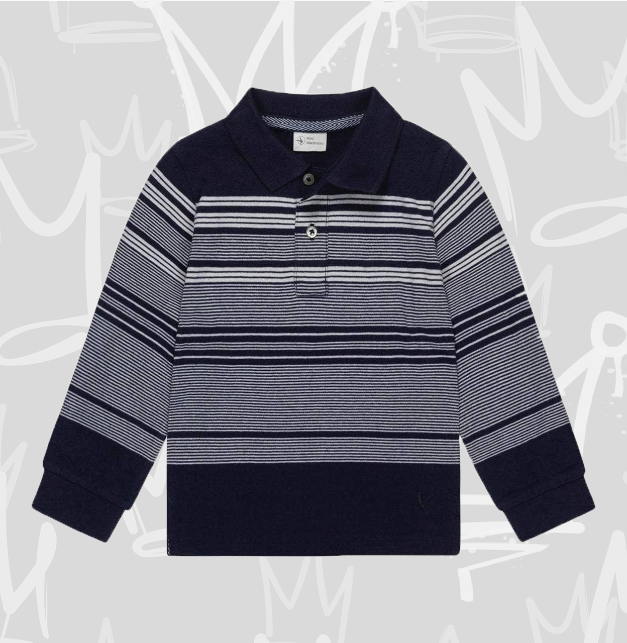 Toddler Boys Long Sleeve Polo Shirt with Stripes