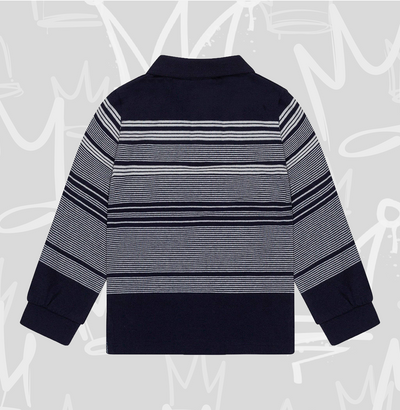 Toddler Boys Long Sleeve Polo Shirt with Stripes