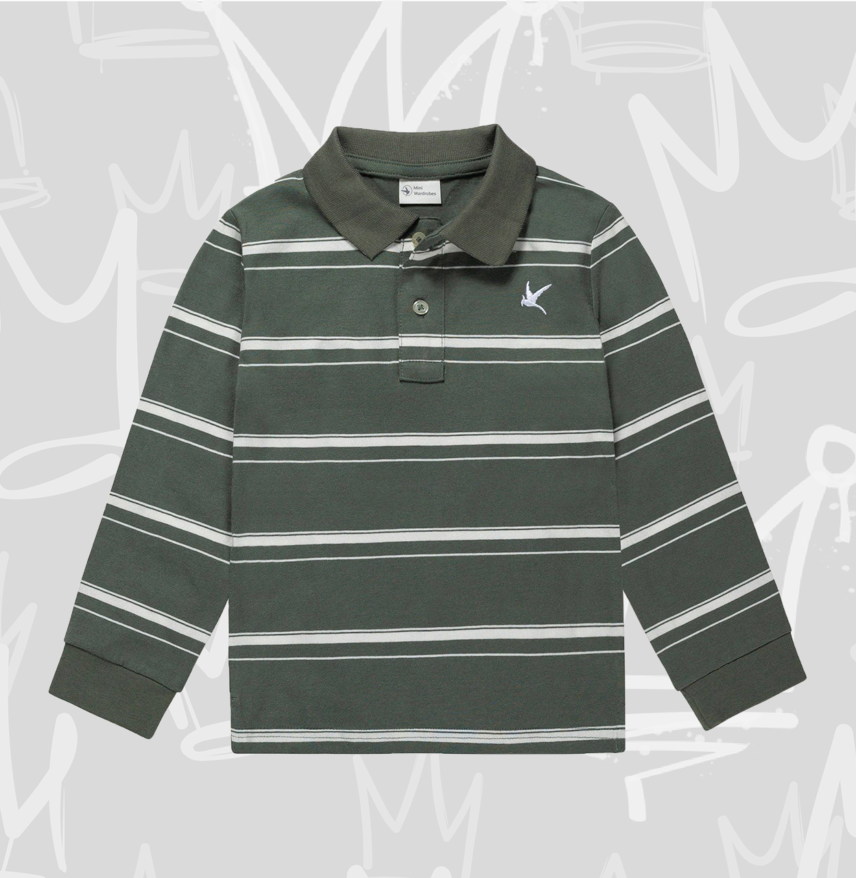 Toddler Boys Long Sleeve Polo Shirt with Stripes