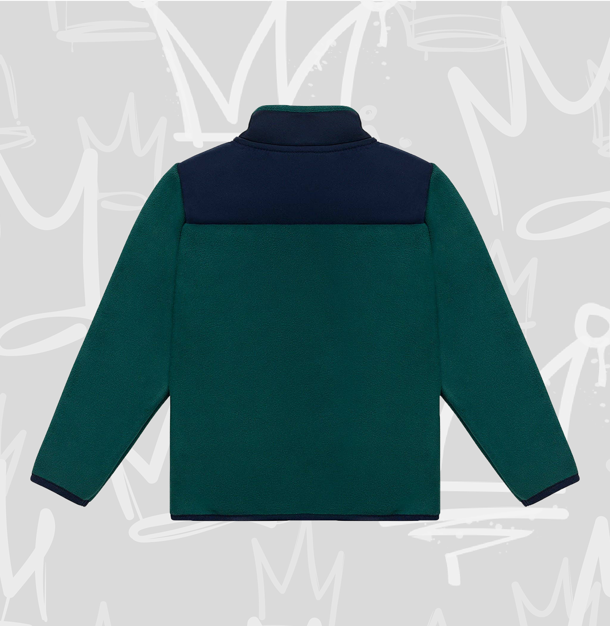 Toddler Fleece Jacket, Boys, Kids Fleece Half Zip Lightweight Jacket: Green & Blue