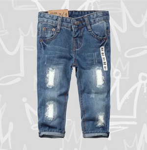 boys blue denim distressed jeans 