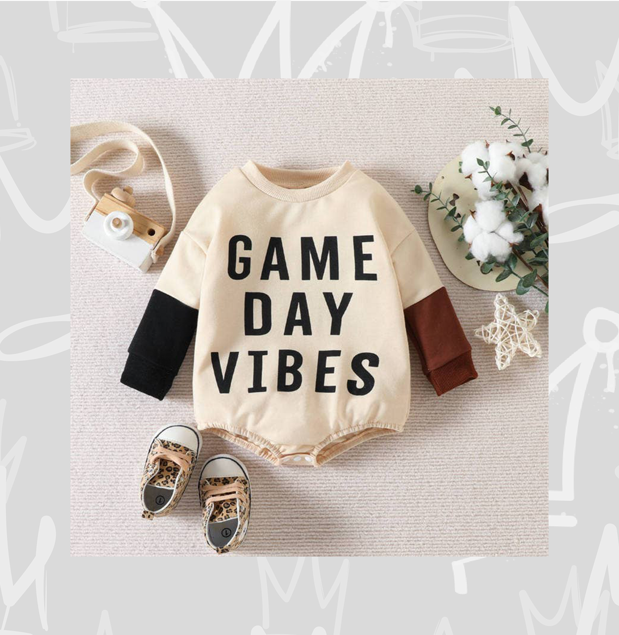 Baby Boy Game Day Vibe Colorblock Letter Print Romper