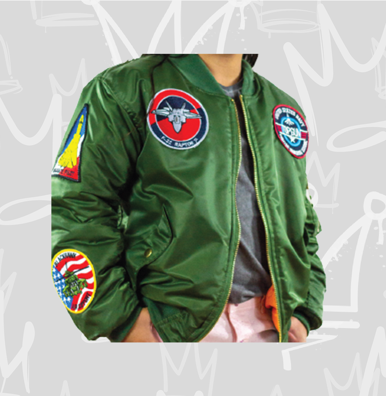 boys green flight top gun jacket 