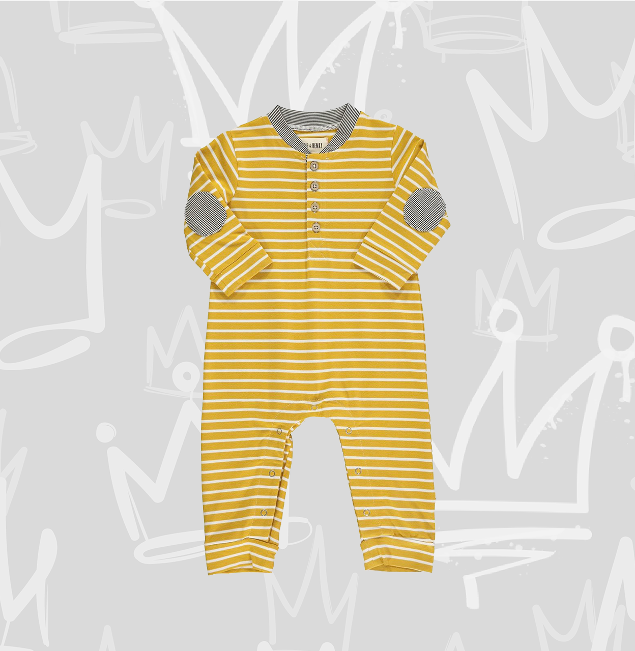 baby boy mustard stripe infant romper