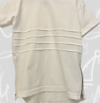 boys trendy white t-shirt with side zips