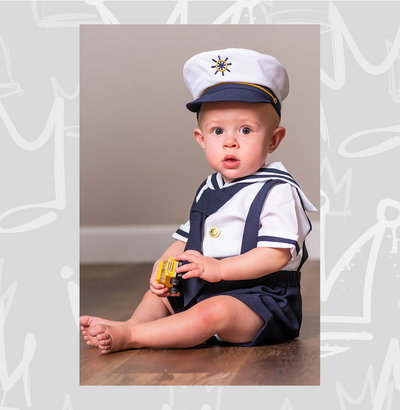 boys white and navy sailor shorts set outfit